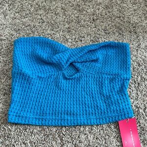 Twist tube top, Color: Bright Blue Size: M
